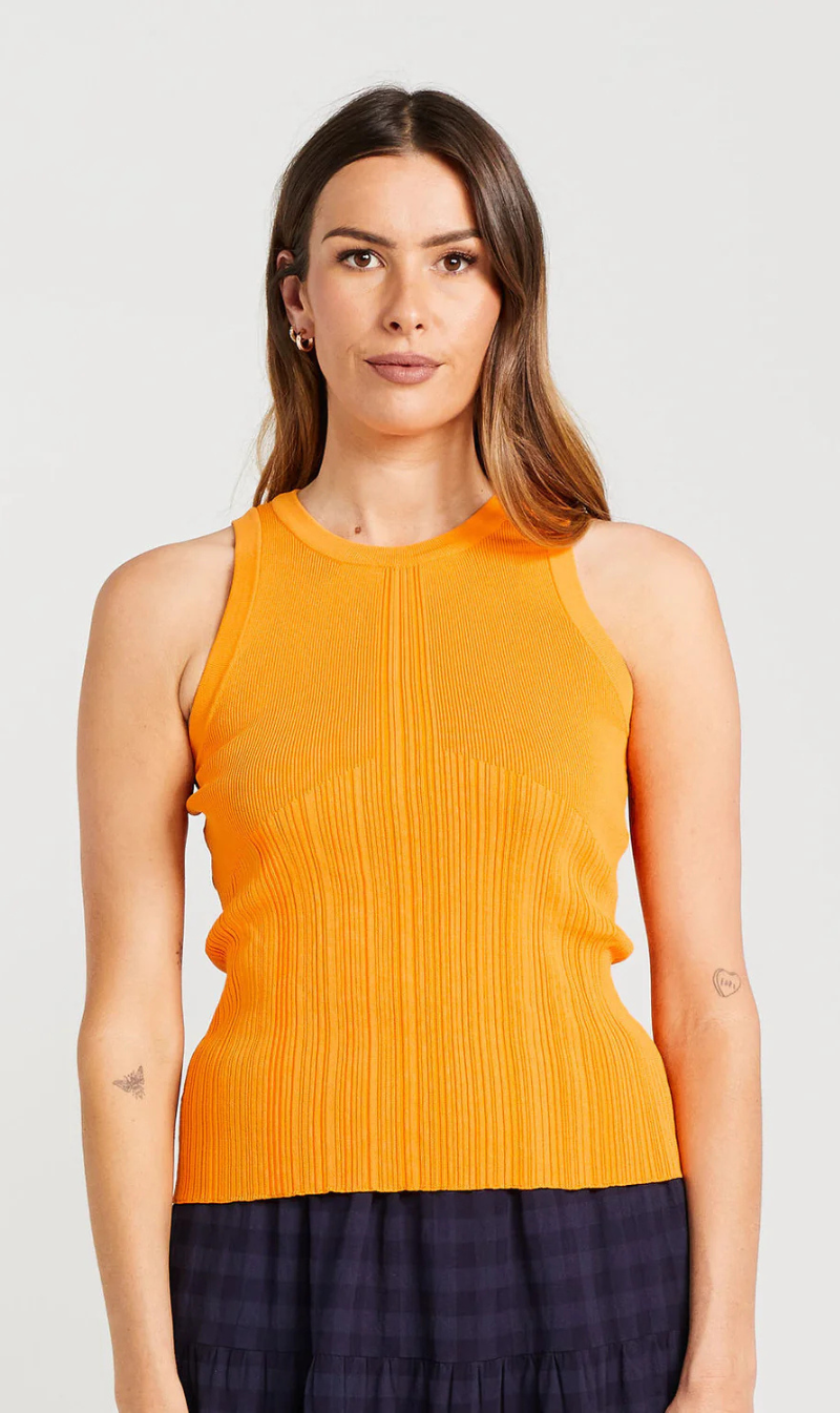 High Neck Sleeveless Ribbed Top