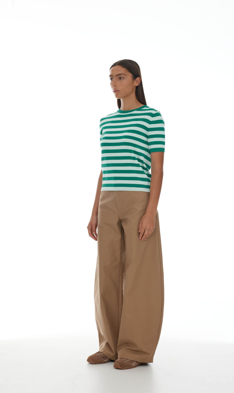 Cropped Striped Top with Wide-Leg Pants