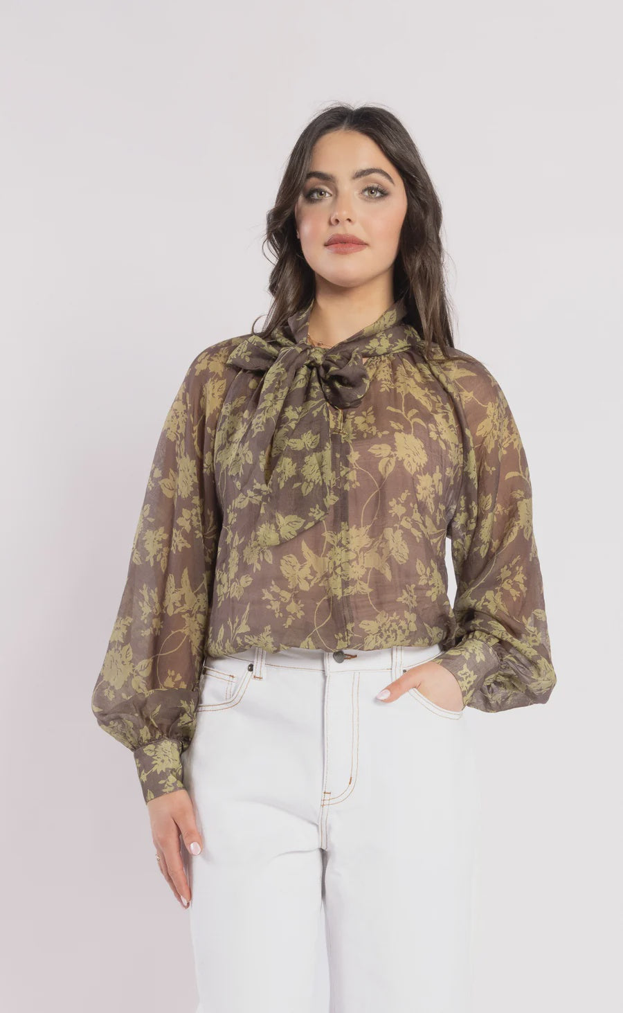 Bow-neck Billowy Blouse