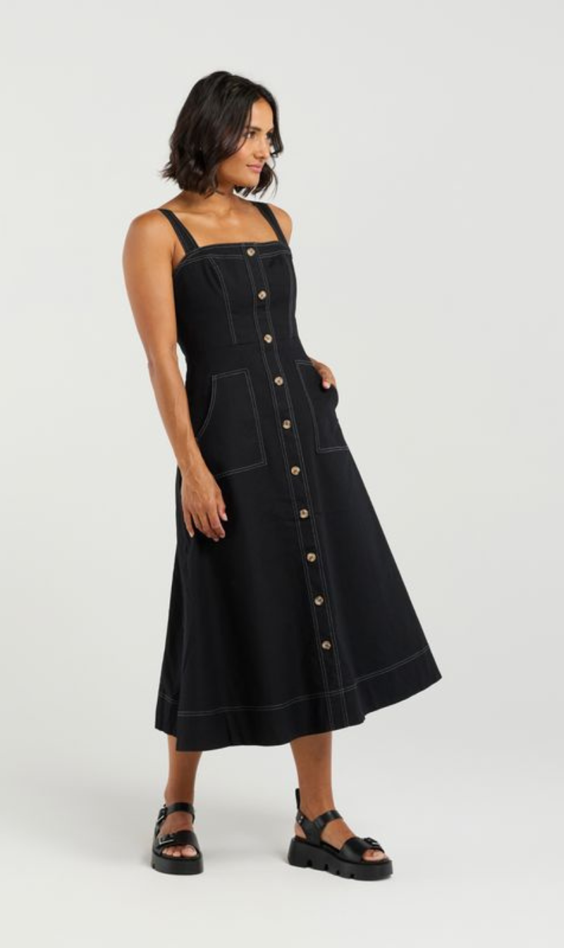Button-Front A-Line Midi
