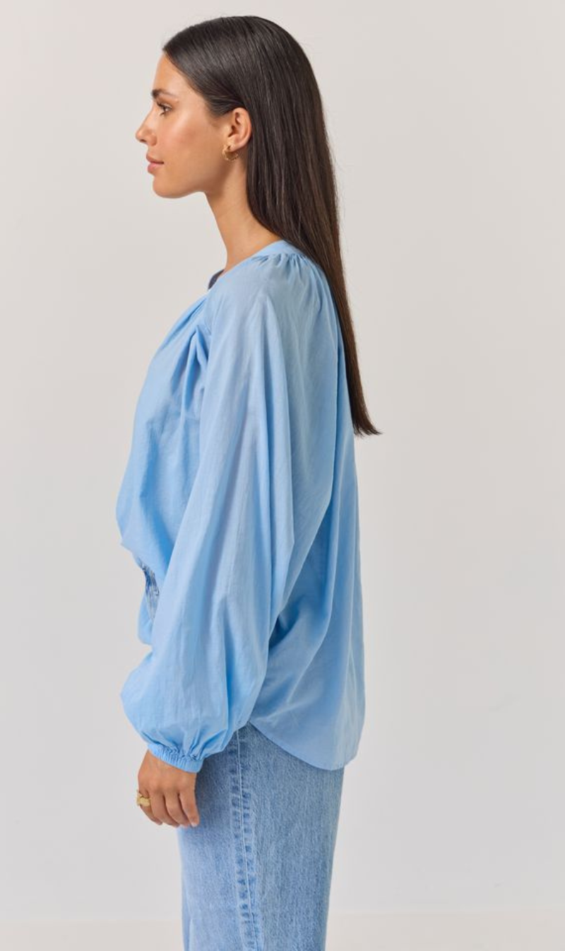 Oversized balloon-sleeve blouse