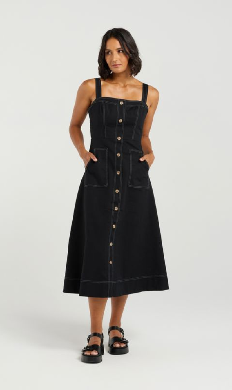 Button-Front A-Line Midi