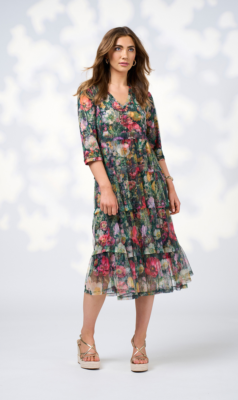 Tiered Floral Midi