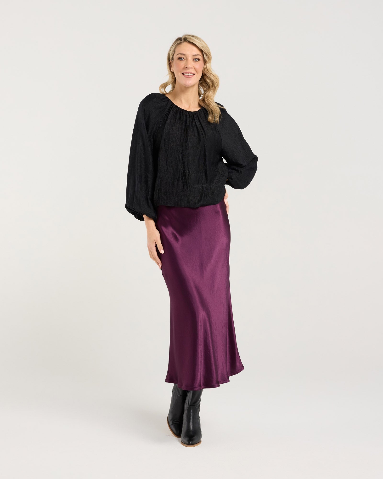 Blouson Sleeve Midi Outfit