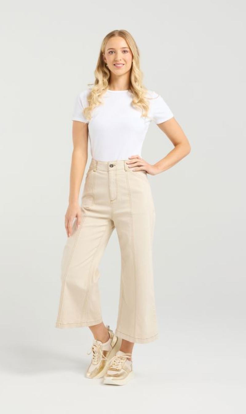 High-rise cropped flared pants