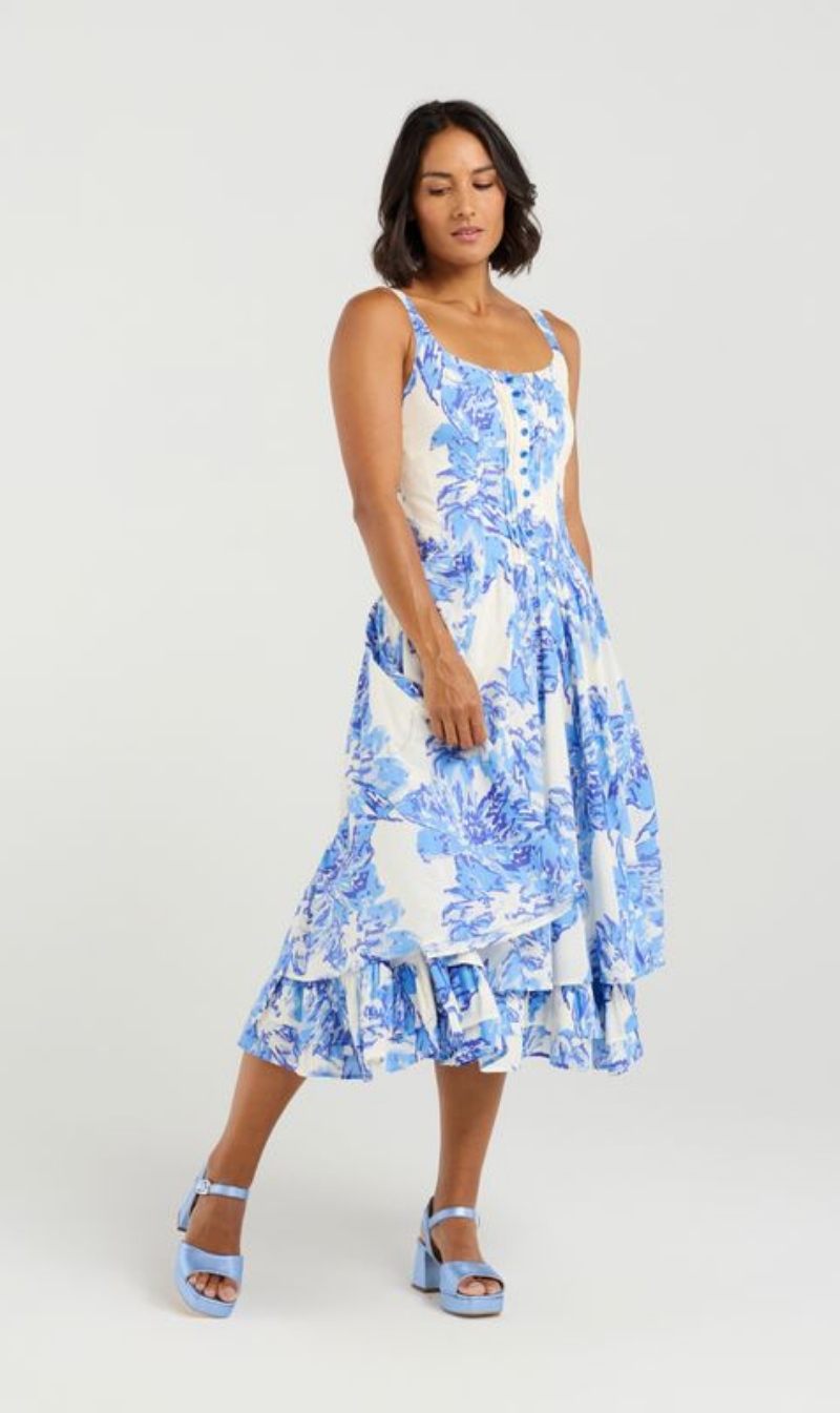 Tiered Ruffled Midi Dress