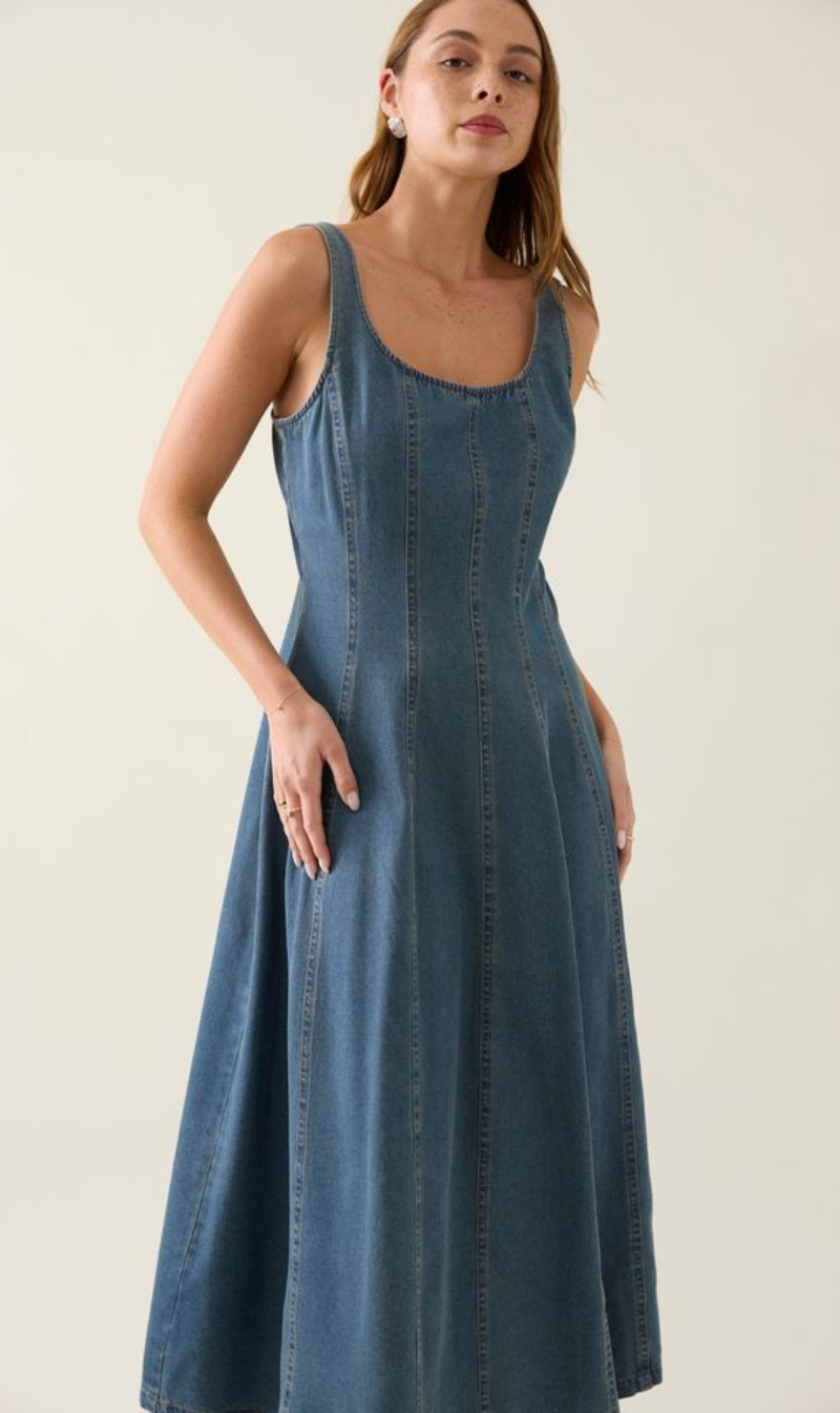 Square-Neck A-Line Midi
