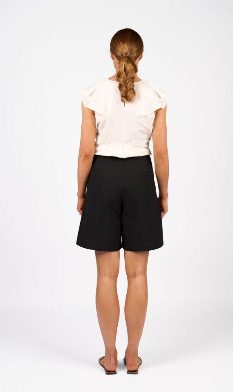 Sleeveless Blouse with High-Waisted Shorts