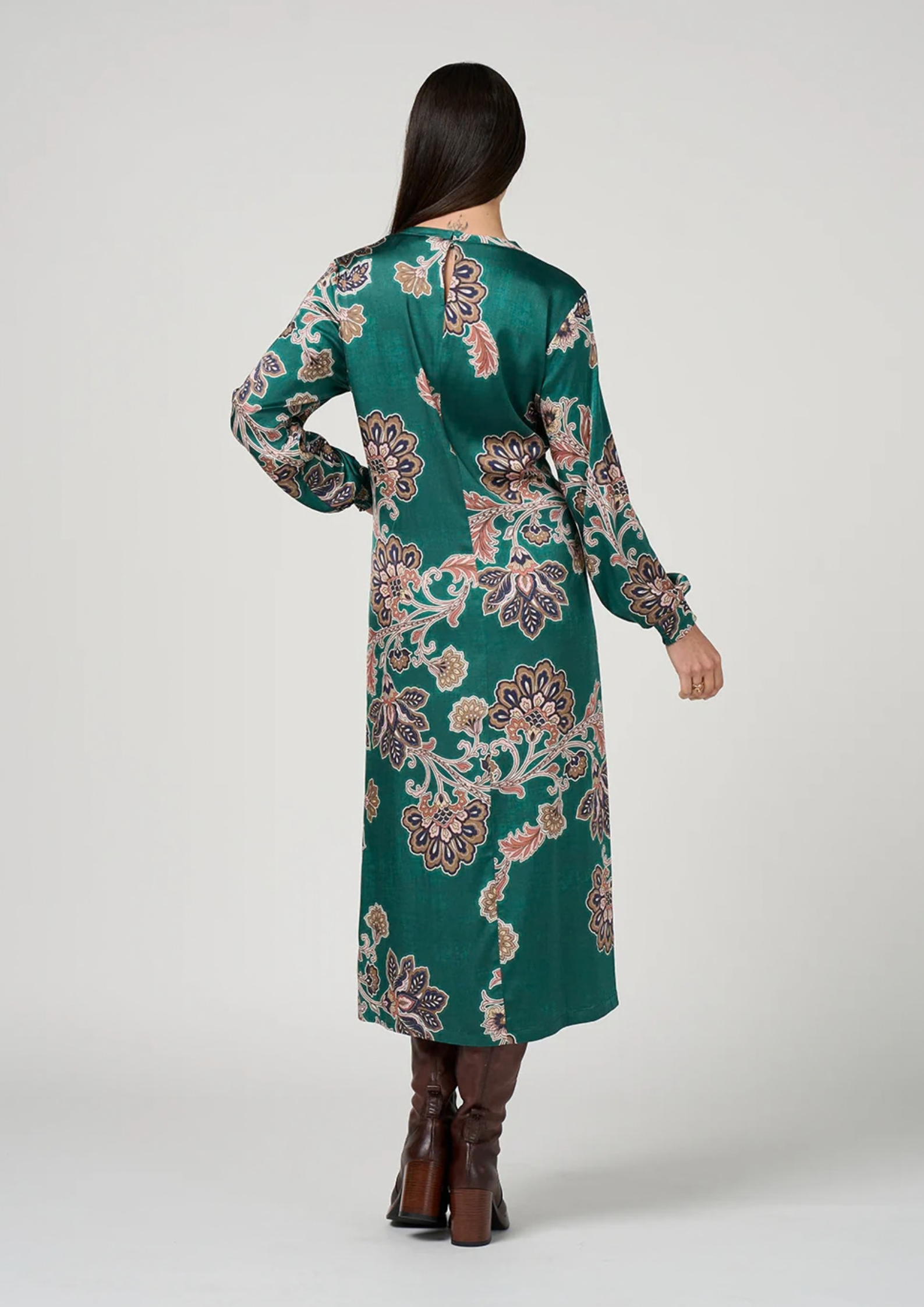 Long Floral Dress with Keyhole