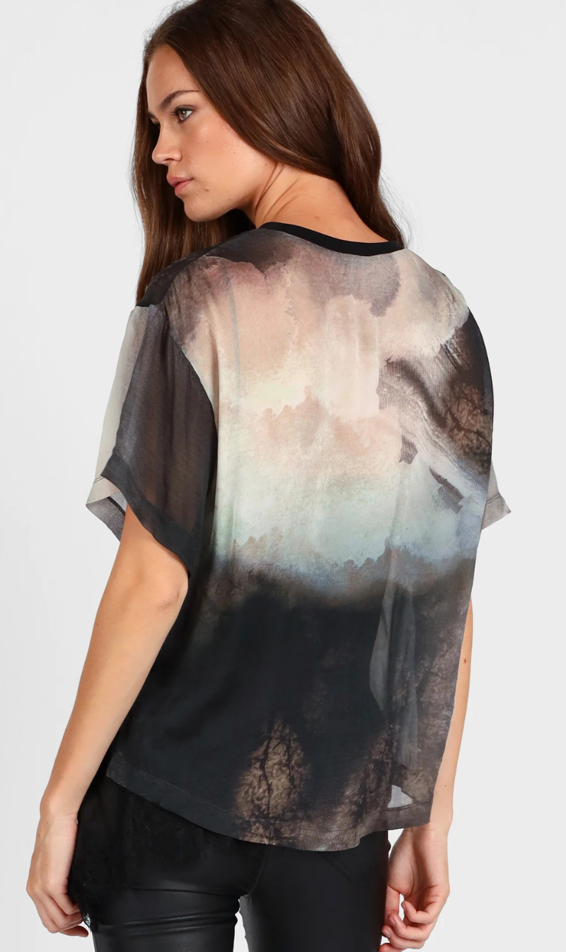 Oversized Abstract Short-Sleeve Top