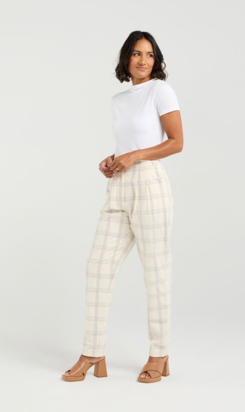 High-rise checkered trousers