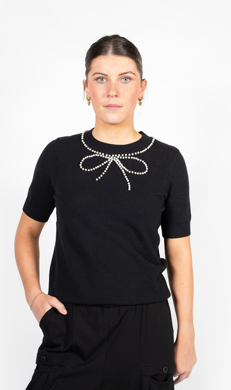 Bow-embellished Knit Set