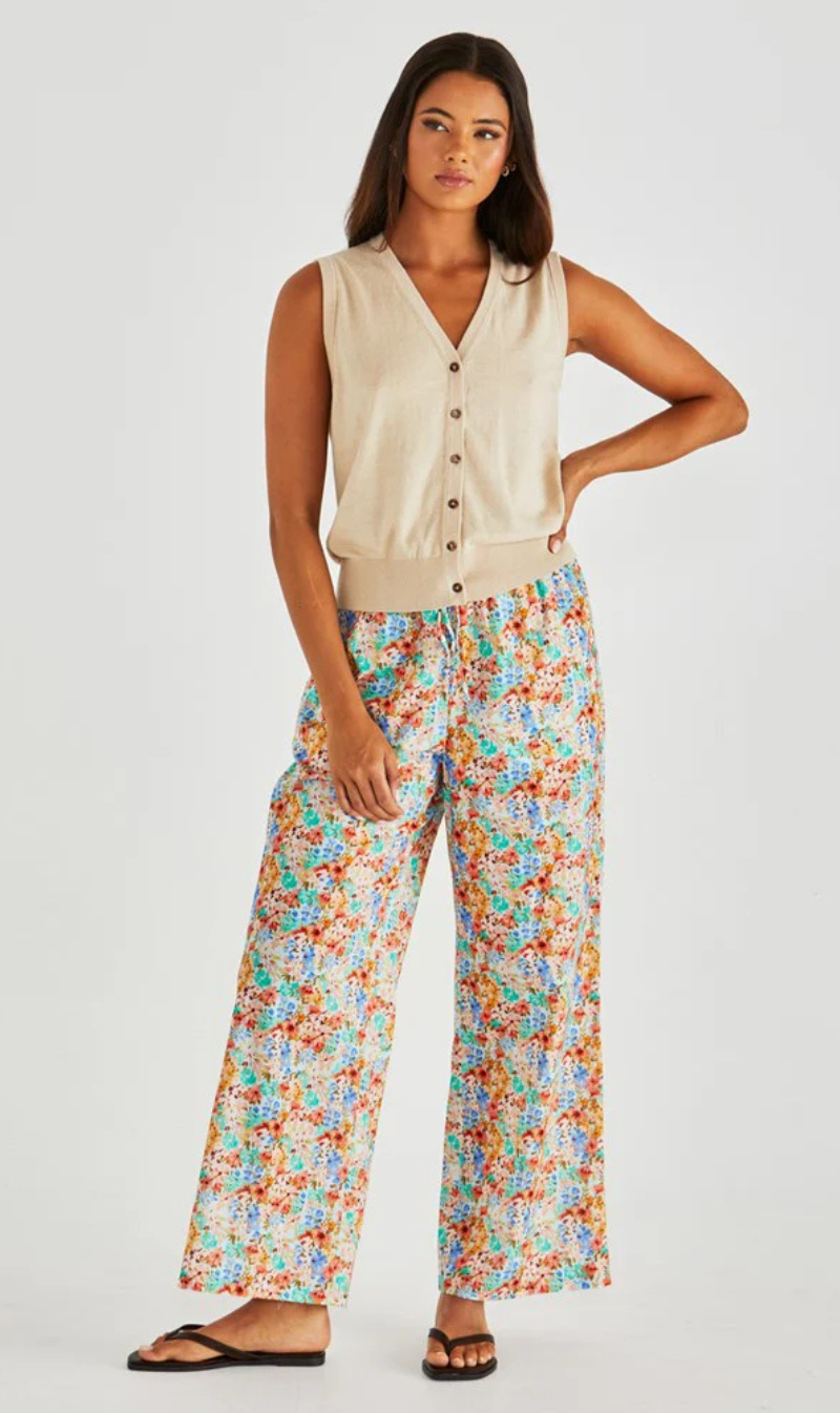 Button-front cropped sleeveless top