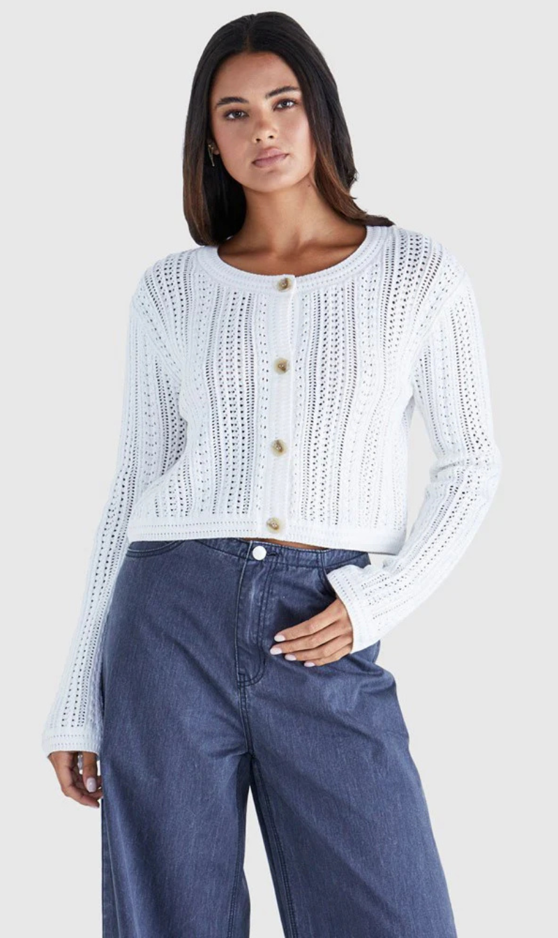 Cropped Button Openwork Top