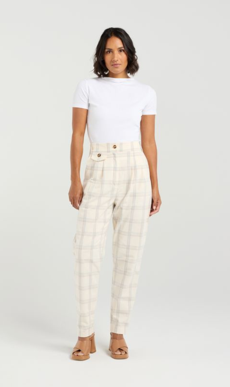 High-rise checkered trousers
