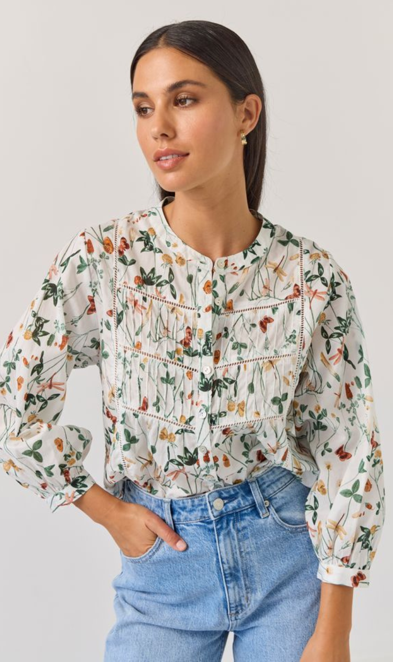 Floral long-sleeve blouse