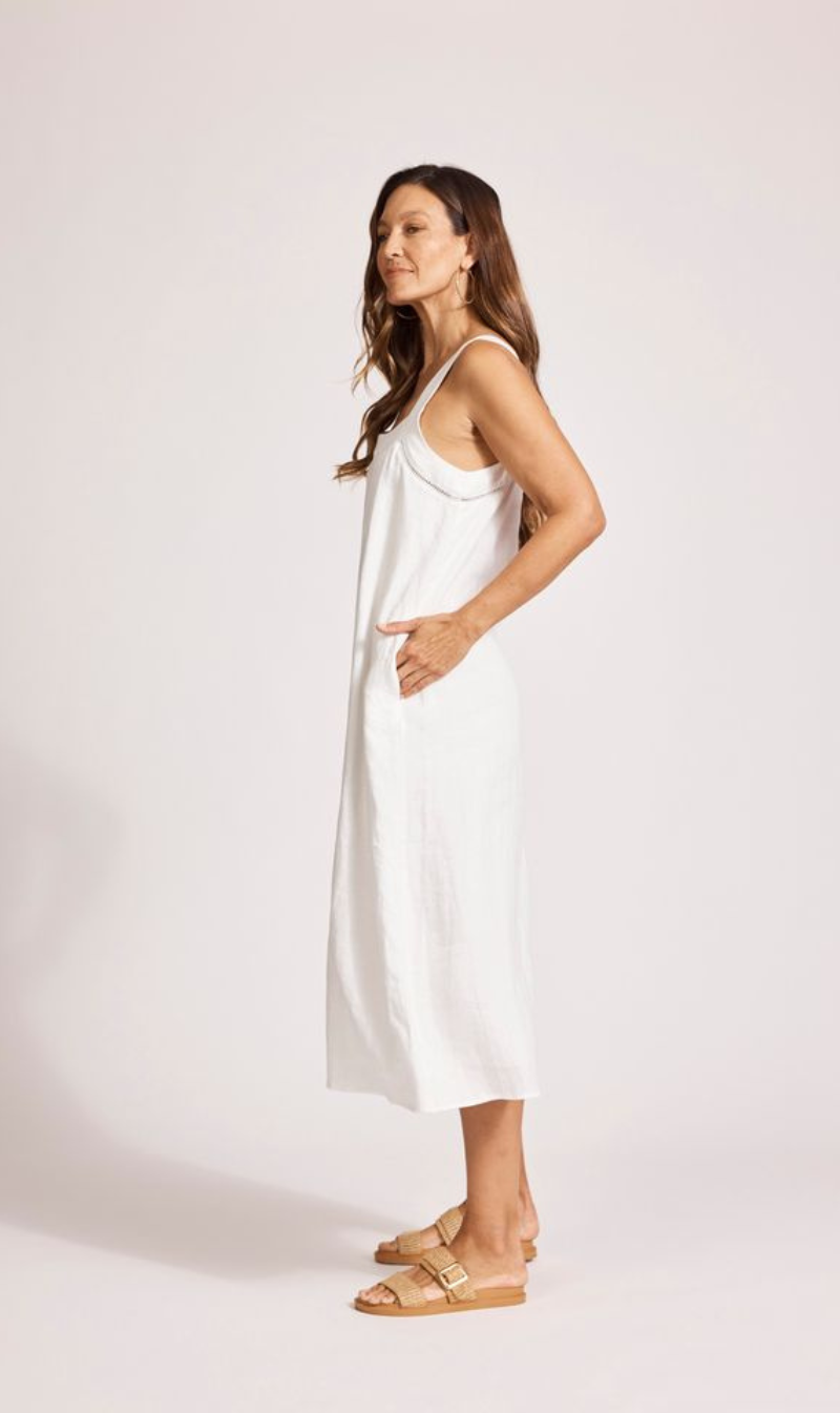 Square-neck Pocket Midi Dress