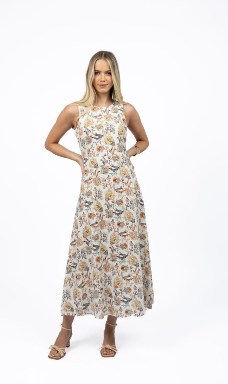Sleeveless Flared Floral Dress