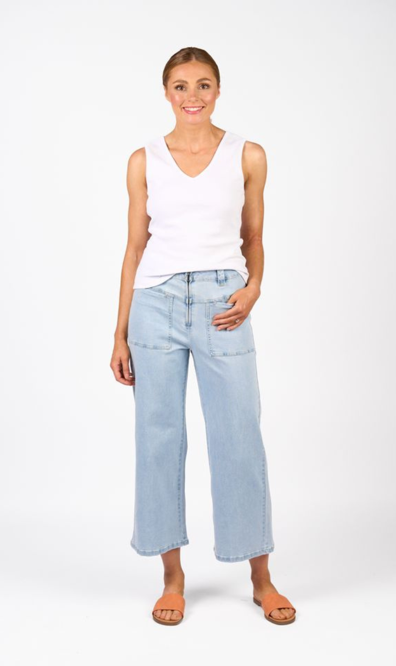 High-rise wide-leg cropped pants