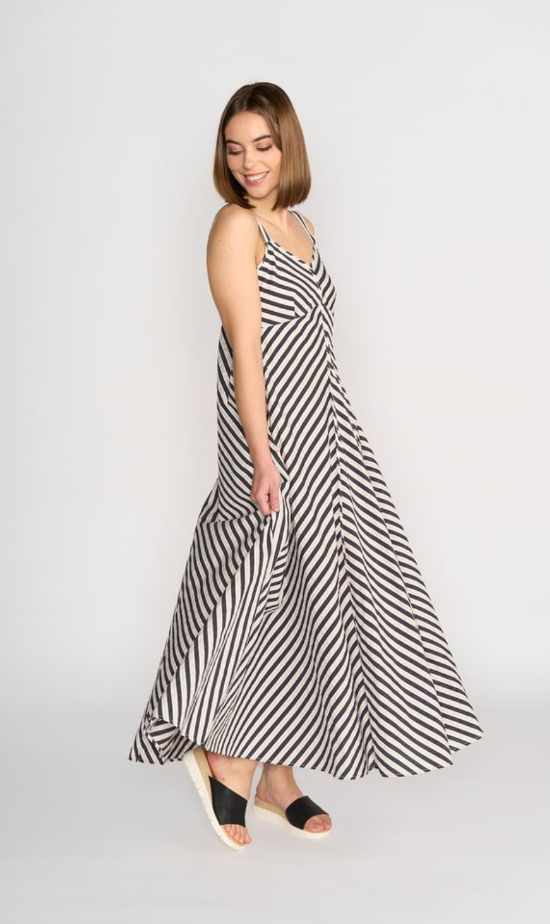 Striped maxi dress with pockets