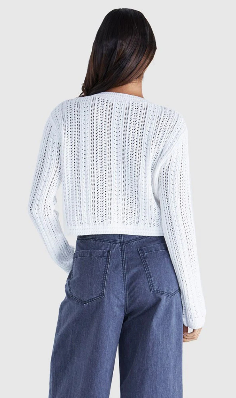 Cropped Button Openwork Top
