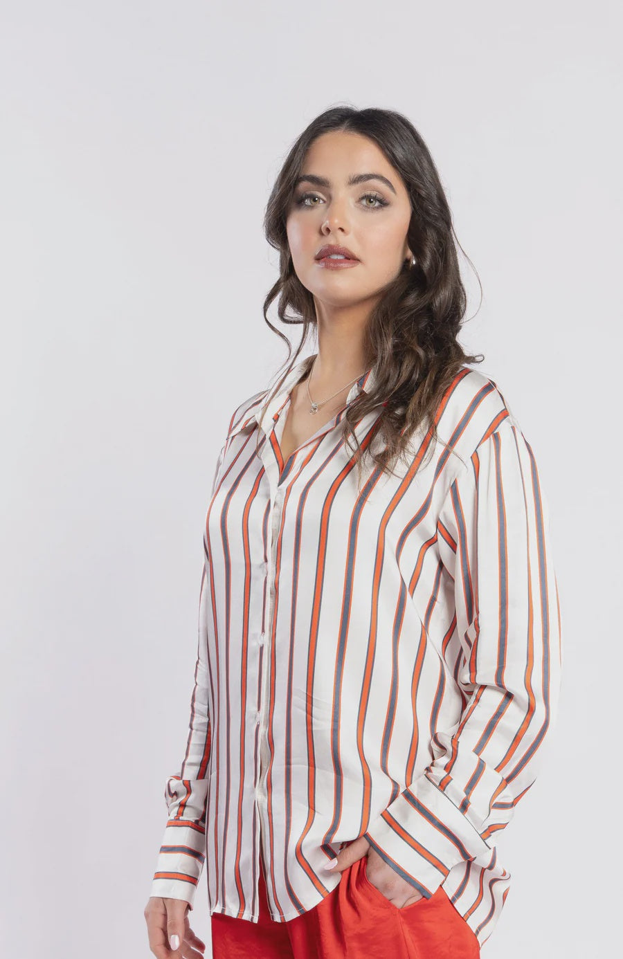 Striped button-up blouse