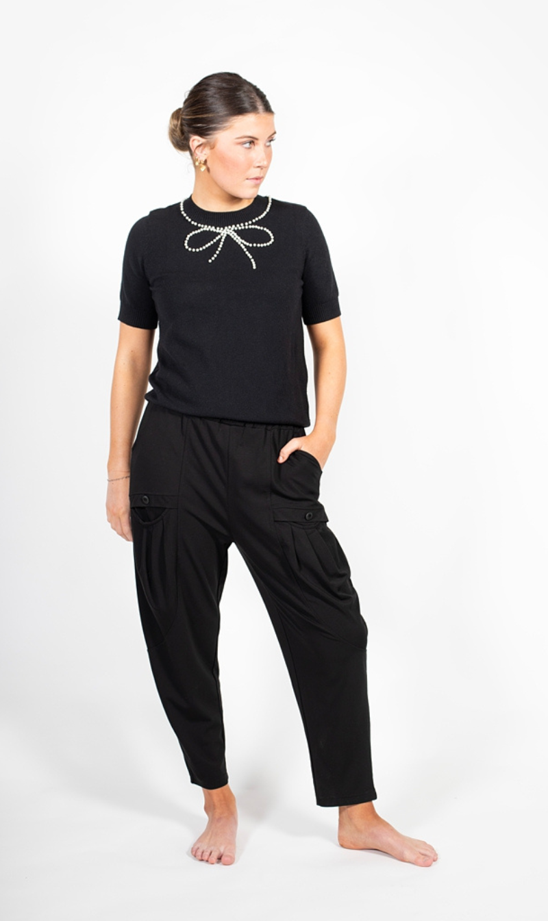 Bow-embellished Knit Set