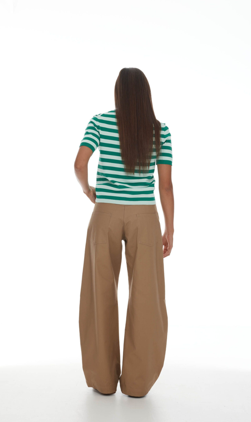 Cropped Striped Top with Wide-Leg Pants