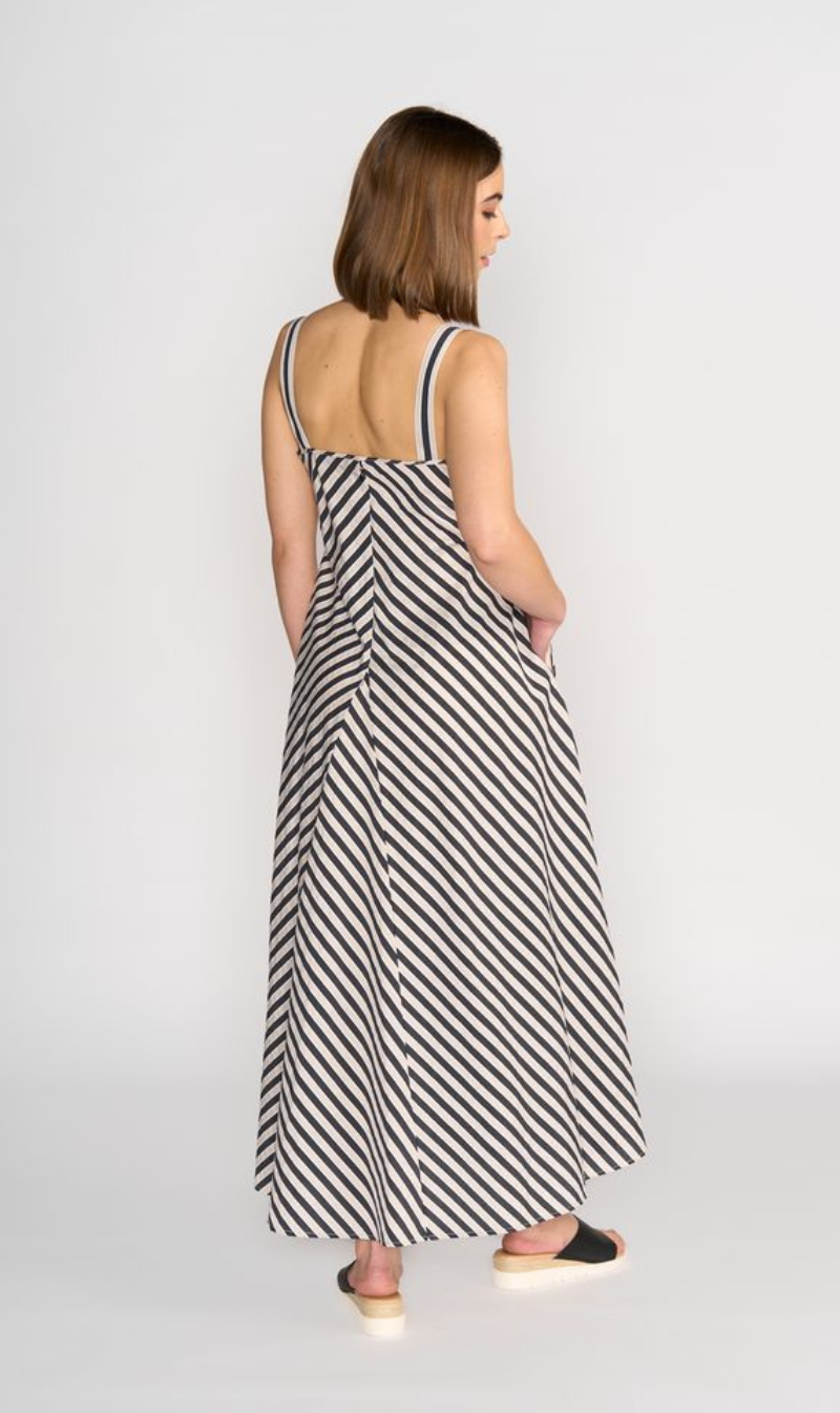 Striped maxi dress with pockets