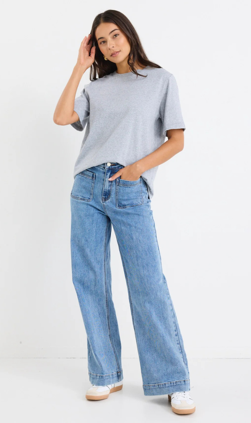 High-Rise Flared Cuffed Jeans