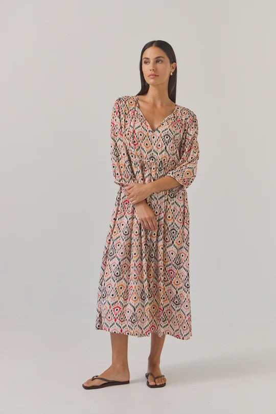 Bohemian V – neck Midi Dress